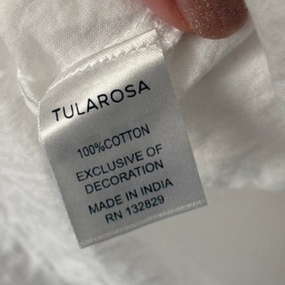 REVOLVE x TULAROSA Dixie Embroidered Lace V-neck Babydioll Top White M Boho - Picture 7 of 10